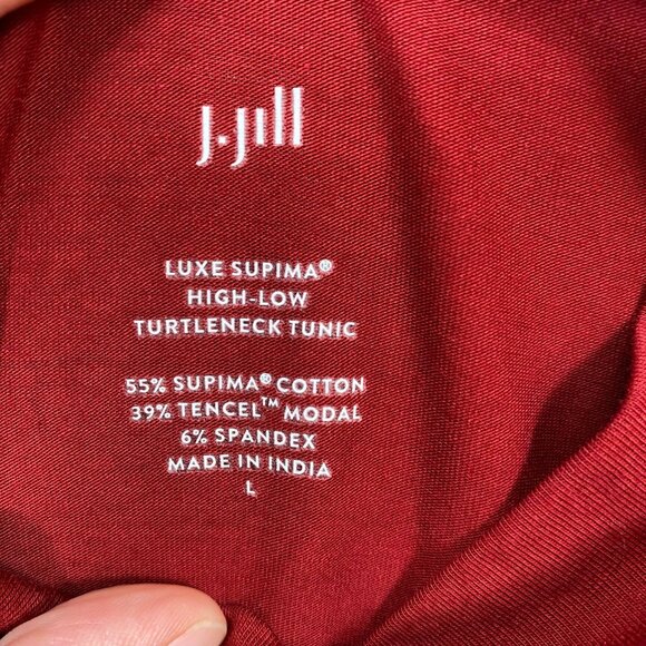 J.Jill Luxe Supima High-Low Turtleneck Tunic Maroon Long Sleeve Womens Size L - Picture 5 of 11